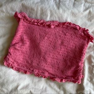 anthropologie strapless ruched pink tube top 🌸